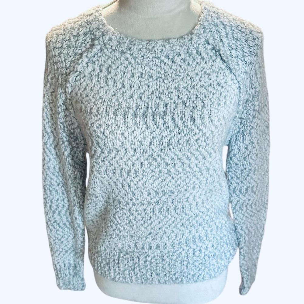 Women’s Yet Again Gray & White Boucle Sweater, EUC, S